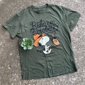 Peanuts Snoopy Western Cowboy Graphic Short Sleeve T-Shirt